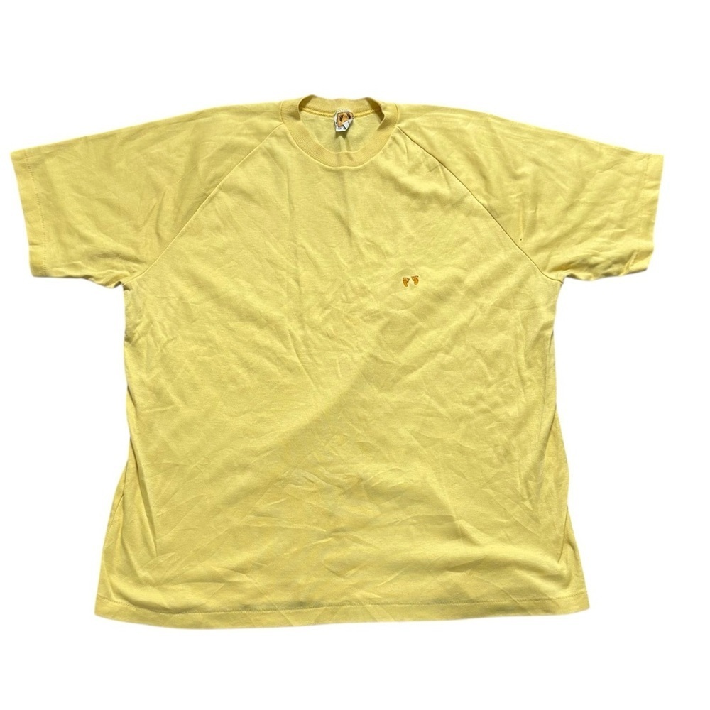 Vintage 80’s Hang Ten XL Surf Logo Canary Yellow SoCal Skate Hippy Tee T-Shirt